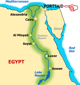 Map showing Port Said, Egypt